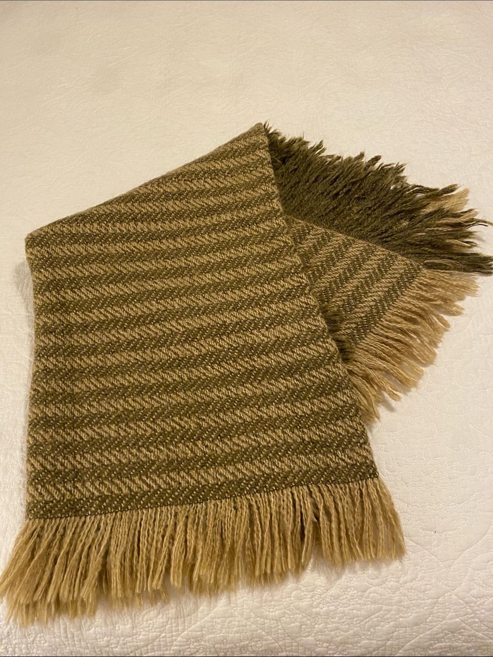 Handwoven Olive and Tan Herringbone Throw Blanket - Home Accents